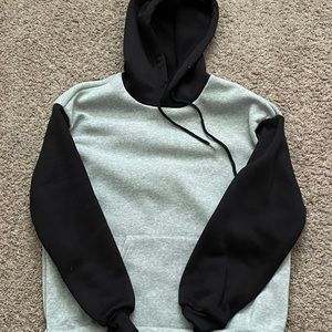 Black and White Colorblock Kangaroo Hoodie from Shein